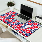 Bold Red and Blue Flower Pattern Desk Mat Gallery Image 2