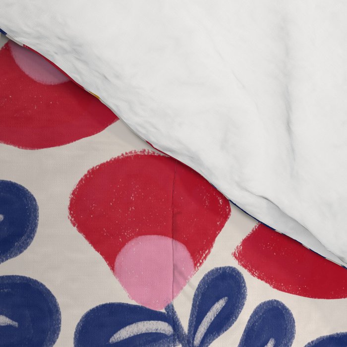 Bold Red and Blue Flower Pattern Comforter Gallery Image 4