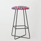 Bold Red and Blue Flower Pattern Stool Gallery Image 1