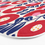 Bold Red and Blue Flower Pattern Bath Mat Gallery Image 3