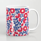 Bold Red and Blue Flower Pattern Coffee Mug Gallery Image 1