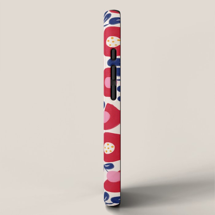 Bold Red and Blue Flower Pattern iPhone Case Gallery Image 2