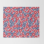 Bold Red and Blue Flower Pattern Throw Blanket Gallery Image 2