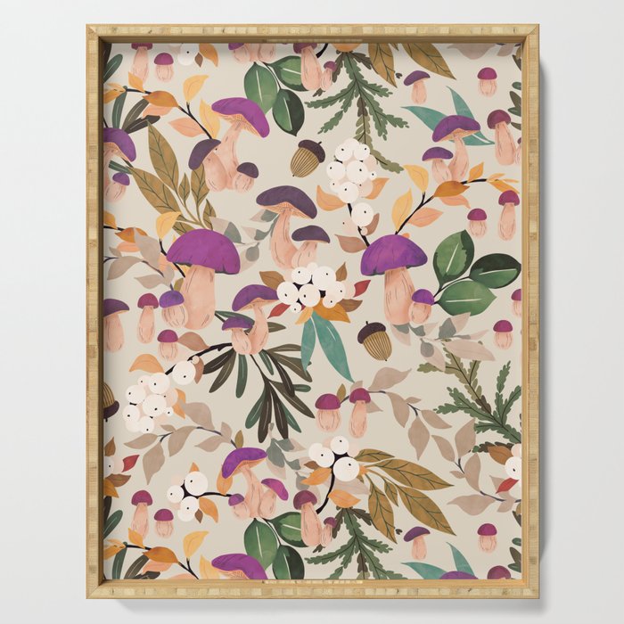 Magic mushroom forest H Serving Tray Gallery Image 1