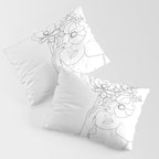 Minimal Line Art Woman with Flowers II Pillow Sham Gallery Image 3