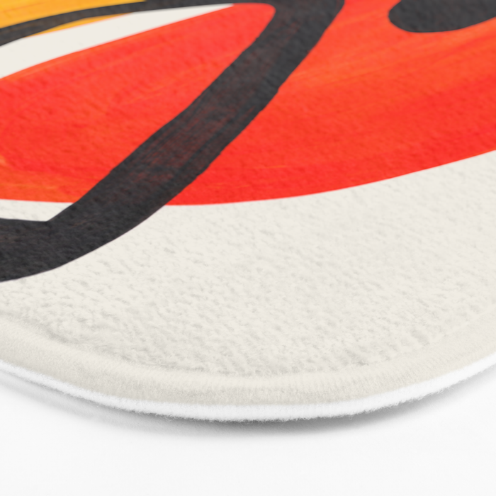Colorful Mid Century Modern Abstract Fun Shapes Patterns Space Age Orange Yellow Orbit Bubbles Bath Mat Gallery Image 3