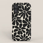 Black and White Retro Floral Art Print  iPhone Case Gallery Image 1