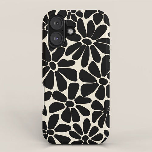 Black And White Retro Floral Art Print  Iphone Case Gallery Image 1