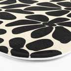 Black and White Retro Floral Art Print  Bath Mat Gallery Image 3