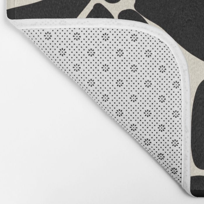 Black and White Retro Floral Art Print  Bath Mat Gallery Image 2