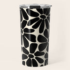 Black and White Retro Floral Art Print  Travel Mug Gallery Image 1