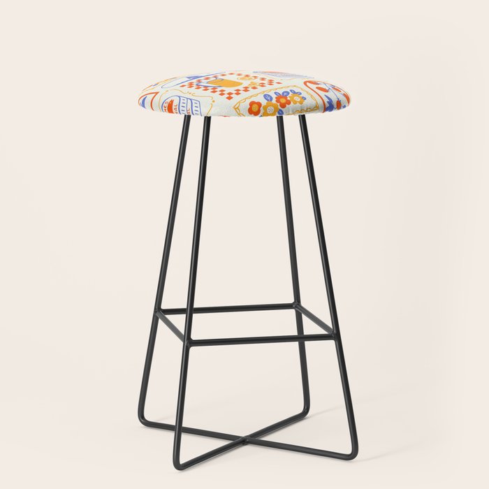 Summer vacation patchwork art pattern Stool Gallery Image 1
