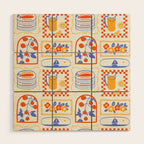 Summer vacation patchwork art pattern Wood Wall Art Gallery Image 1