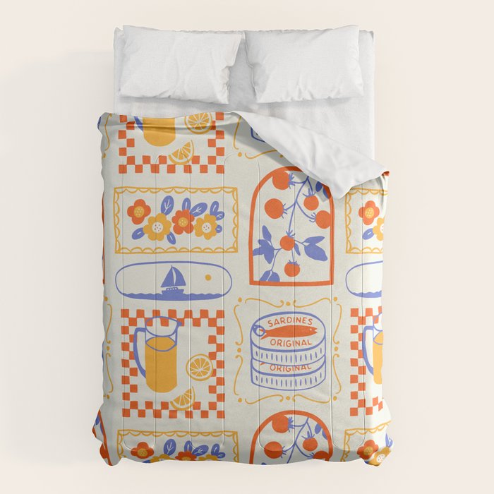 Summer vacation patchwork art pattern Comforter Gallery Image 1
