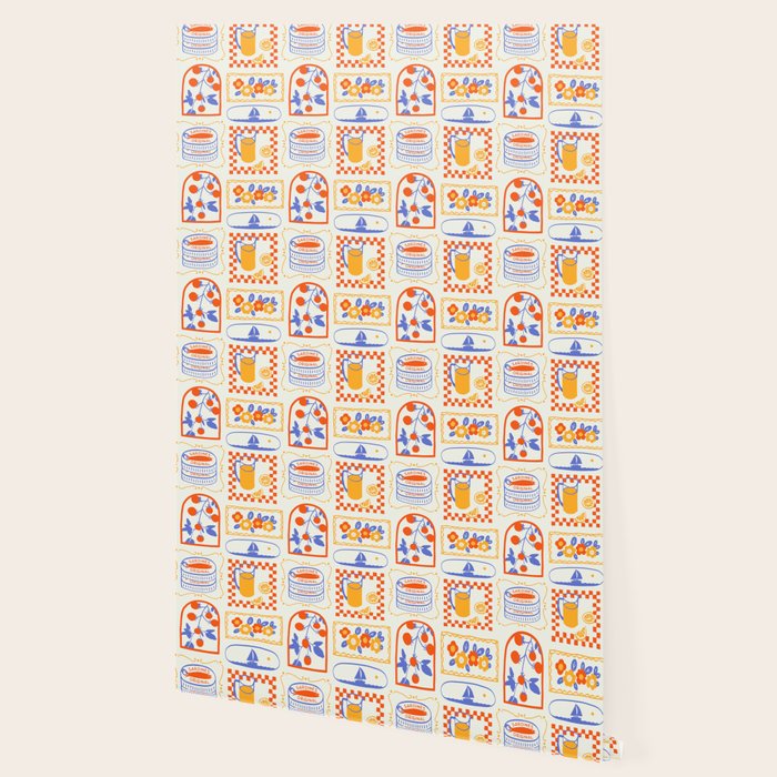Summer vacation patchwork art pattern Wallpaper Gallery Image 2