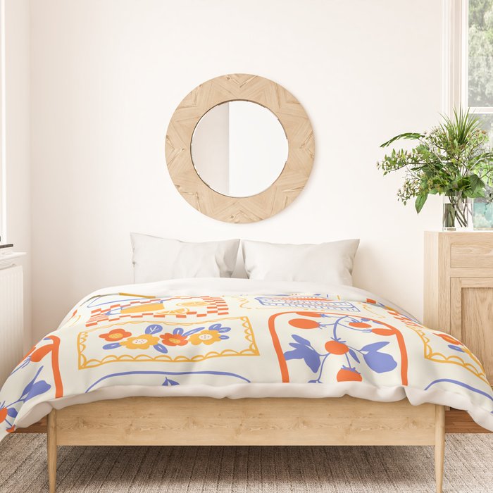 Summer vacation patchwork art pattern Duvet Cover Gallery Image 3