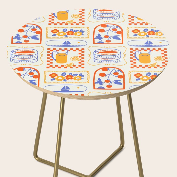 Summer vacation patchwork art pattern Side Table Gallery Image 2