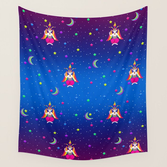 1997 Neon Rainbow Baphomet Wall Tapestry Gallery Image 4
