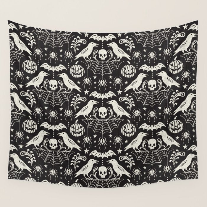 All Hallows' Eve - Black Ivory Halloween Wall Tapestry Gallery Image 4