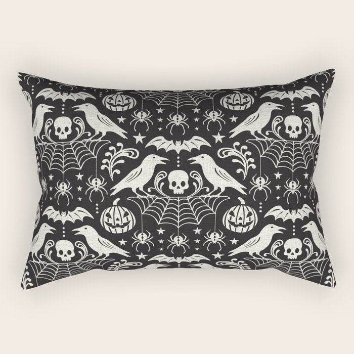 All Hallows' Eve - Black Ivory Halloween Rectangular Pillow Gallery Image 2