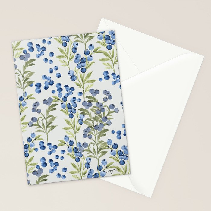 âWild Blueberryâ- Botanical Pattern (1) Stationery Card Gallery Image 2