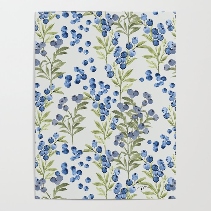 âWild Blueberryâ- Botanical Pattern (1) Poster Gallery Image 1