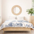 Toile de Jouy Vintage French Navy Blue White Pastoral Pattern Duvet Cover Gallery Image 3