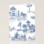 Toile de Jouy Vintage French Navy Blue White Pastoral Pattern Stationery Card Gallery Image 2