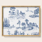 Toile de Jouy Vintage French Navy Blue White Pastoral Pattern Serving Tray Gallery Image 1