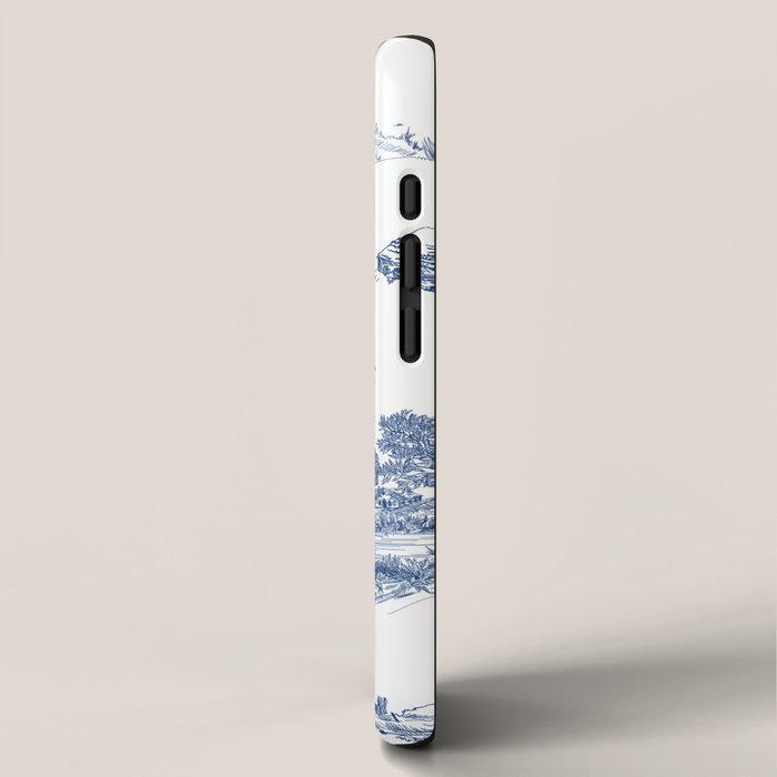 Toile de Jouy Vintage French Navy Blue White Pastoral Pattern iPhone Case Gallery Image 2