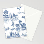 Toile de Jouy Vintage French Navy Blue White Pastoral Pattern Stationery Card Gallery Image 2