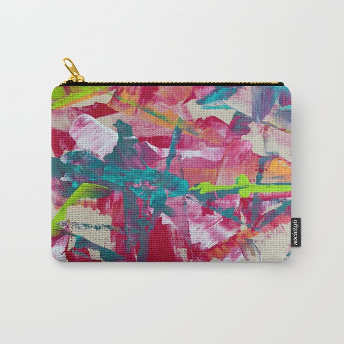 Confetti: A colorful abstract design in neon pink, neon green, and neon blue Carry All Pouch Gallery Image 1