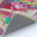 Confetti: A colorful abstract design in neon pink, neon green, and neon blue Rug Gallery Image 4