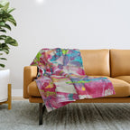 Confetti: A colorful abstract design in neon pink, neon green, and neon blue Throw Blanket Gallery Image 1