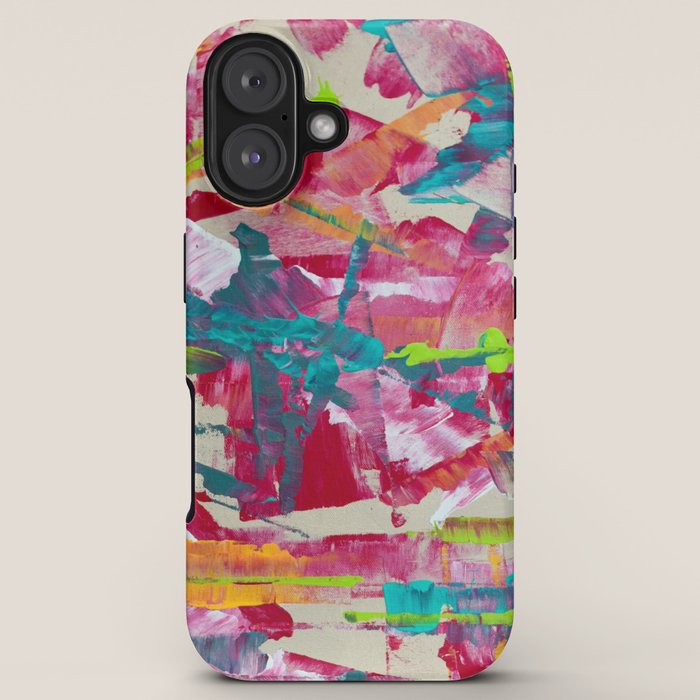 Confetti: A colorful abstract design in neon pink, neon green, and neon blue iPhone Case Gallery Image 5