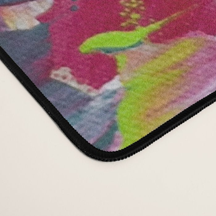 Confetti: A colorful abstract design in neon pink, neon green, and neon blue Desk Mat Gallery Image 4