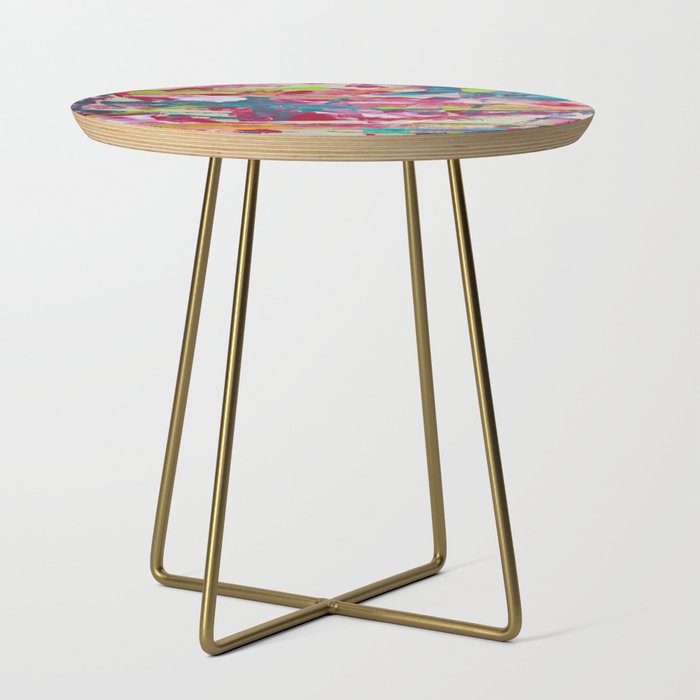 Confetti: A colorful abstract design in neon pink, neon green, and neon blue Side Table Gallery Image 1
