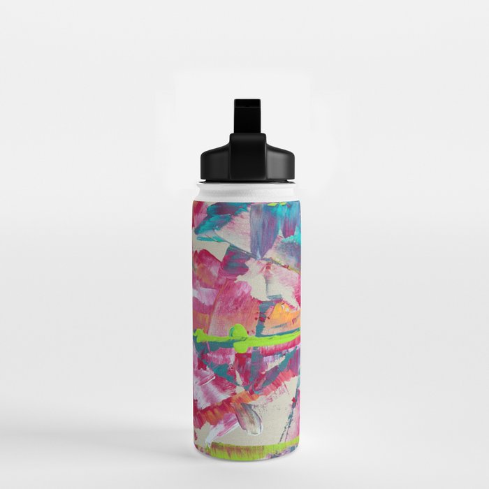 Confetti: A colorful abstract design in neon pink, neon green, and neon blue Water Bottle Gallery Image 2