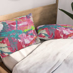 Confetti: A colorful abstract design in neon pink, neon green, and neon blue Pillow Sham Gallery Image 2