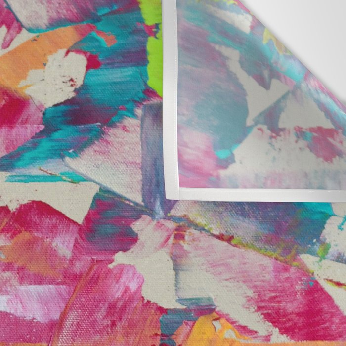 Confetti: A colorful abstract design in neon pink, neon green, and neon blue Wall Tapestry Gallery Image 3