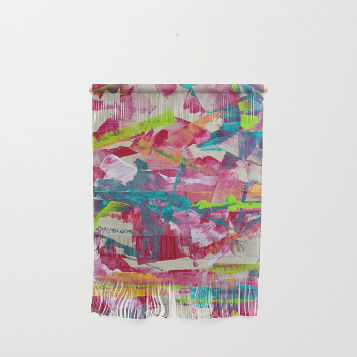Confetti: A colorful abstract design in neon pink, neon green, and neon blue Wall Hanging Gallery Image 1
