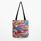 Confetti: A colorful abstract design in neon pink, neon green, and neon blue Tote Bag Gallery Image 2