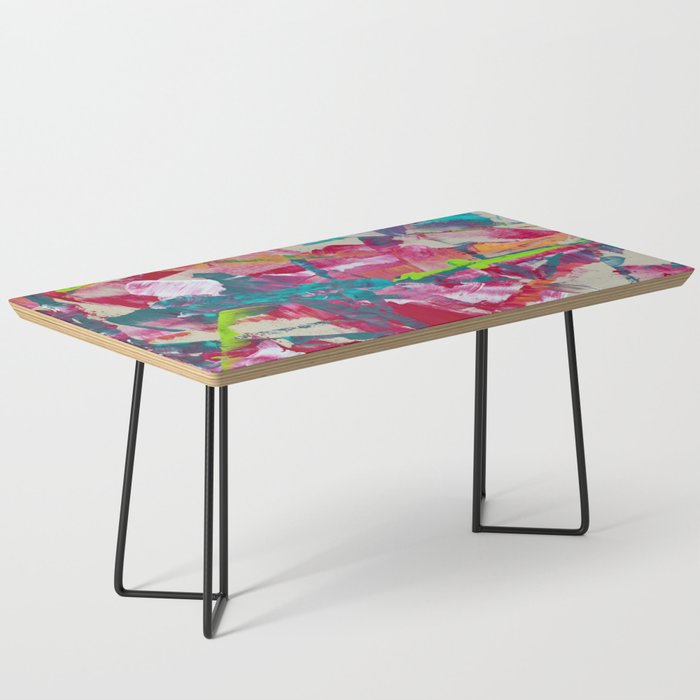 Confetti: A colorful abstract design in neon pink, neon green, and neon blue Coffee Table Gallery Image 1