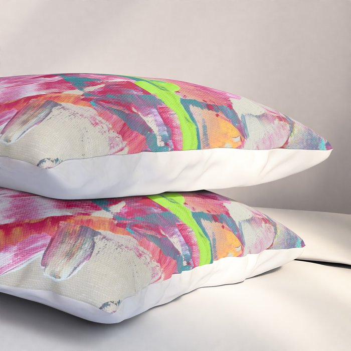 Confetti: A colorful abstract design in neon pink, neon green, and neon blue Pillow Sham Gallery Image 3