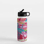 Confetti: A colorful abstract design in neon pink, neon green, and neon blue Water Bottle Gallery Image 1