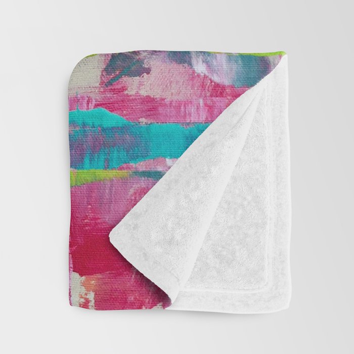 Confetti: A colorful abstract design in neon pink, neon green, and neon blue Throw Blanket Gallery Image 3