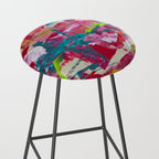 Confetti: A colorful abstract design in neon pink, neon green, and neon blue Stool Gallery Image 2