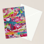 Confetti: A colorful abstract design in neon pink, neon green, and neon blue Stationery Card Gallery Image 2