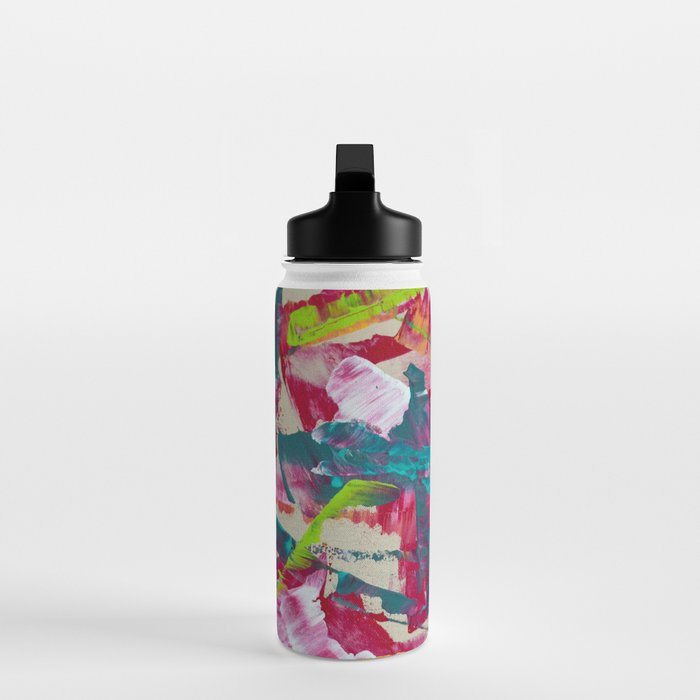 Confetti: A colorful abstract design in neon pink, neon green, and neon blue Water Bottle Gallery Image 3