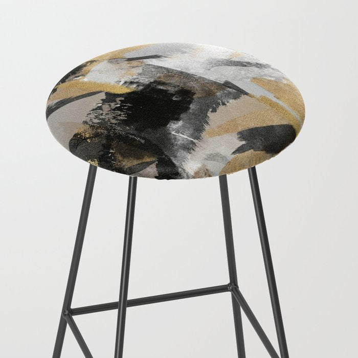 Gold leaf black, geometrical abstract Stool Gallery Image 2